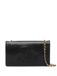 Chanel 1996 Used Woc Wallet On A Chain Black Calfskin Leather Cross Body Bag