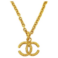 Chanel Vintage 93A Large Ornate Logo Long Chain Necklace 65695