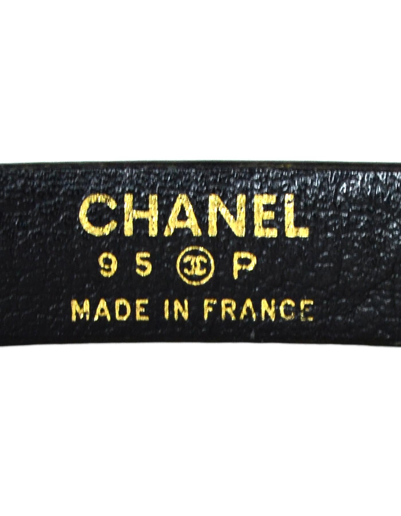 Chanel Vintage '95 Black Patent Leather Narrow Belt Sz 29 2