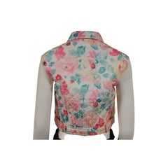 Chanel Vintage 95c Floral Diamond Quilted CC Logo Vest Size 38 Pink White Jacket