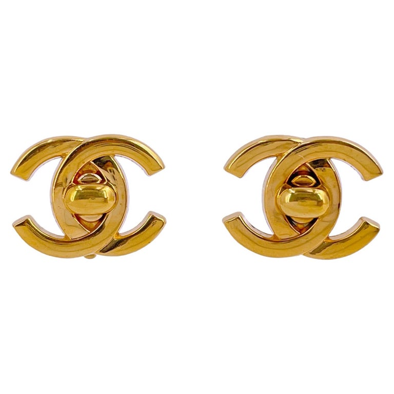 Chanel Vintage 96A Classic Turnlock Stud Earrings 65547 For Sale at 1stDibs