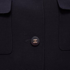 CHANEL Vintage 96P Runway black CC button 100% wool pocketed cropped vest FR38 M