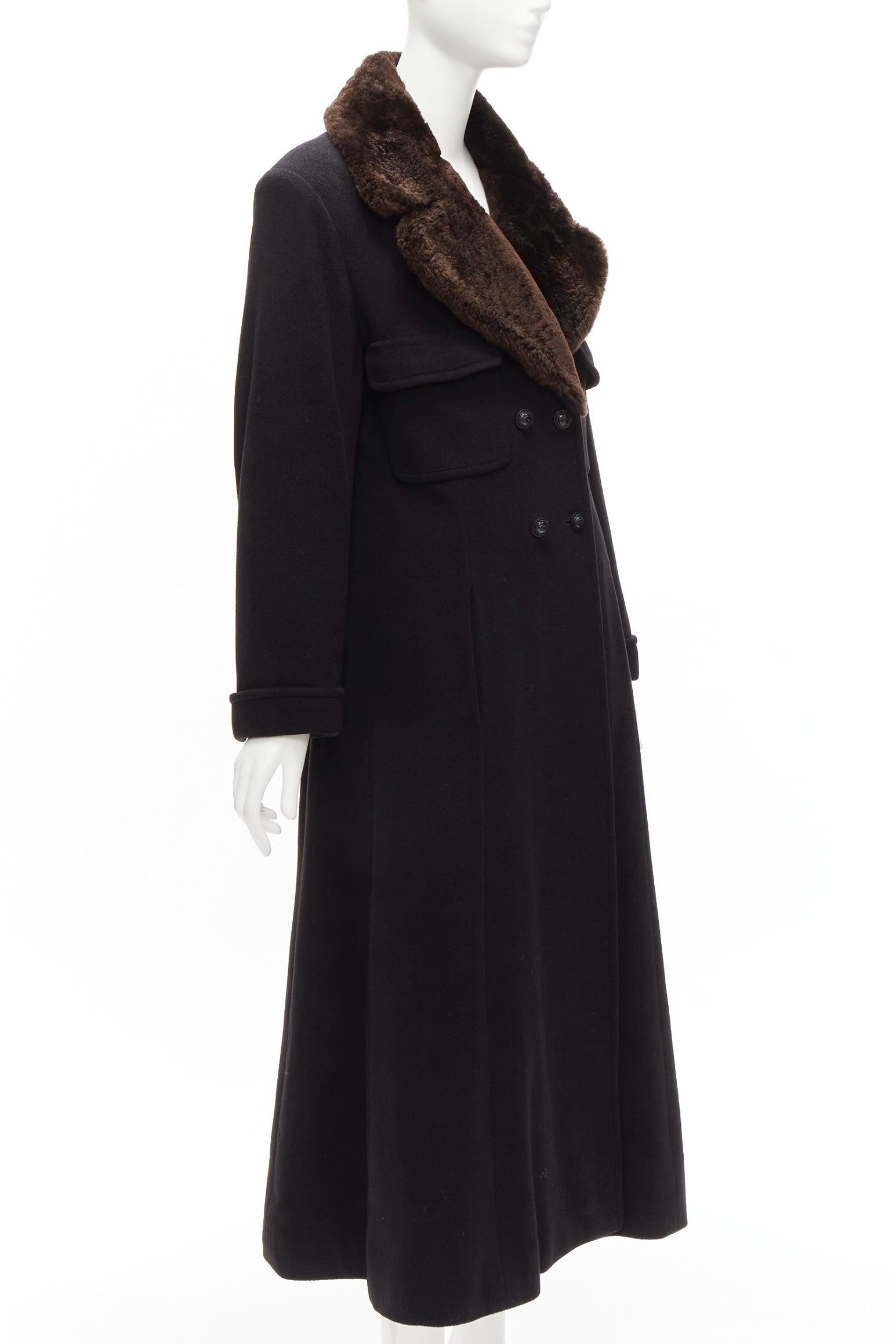 Women's CHANEL Vintage 97A 100% cashmere brown fur collar A-line coat FR38 M For Sale
