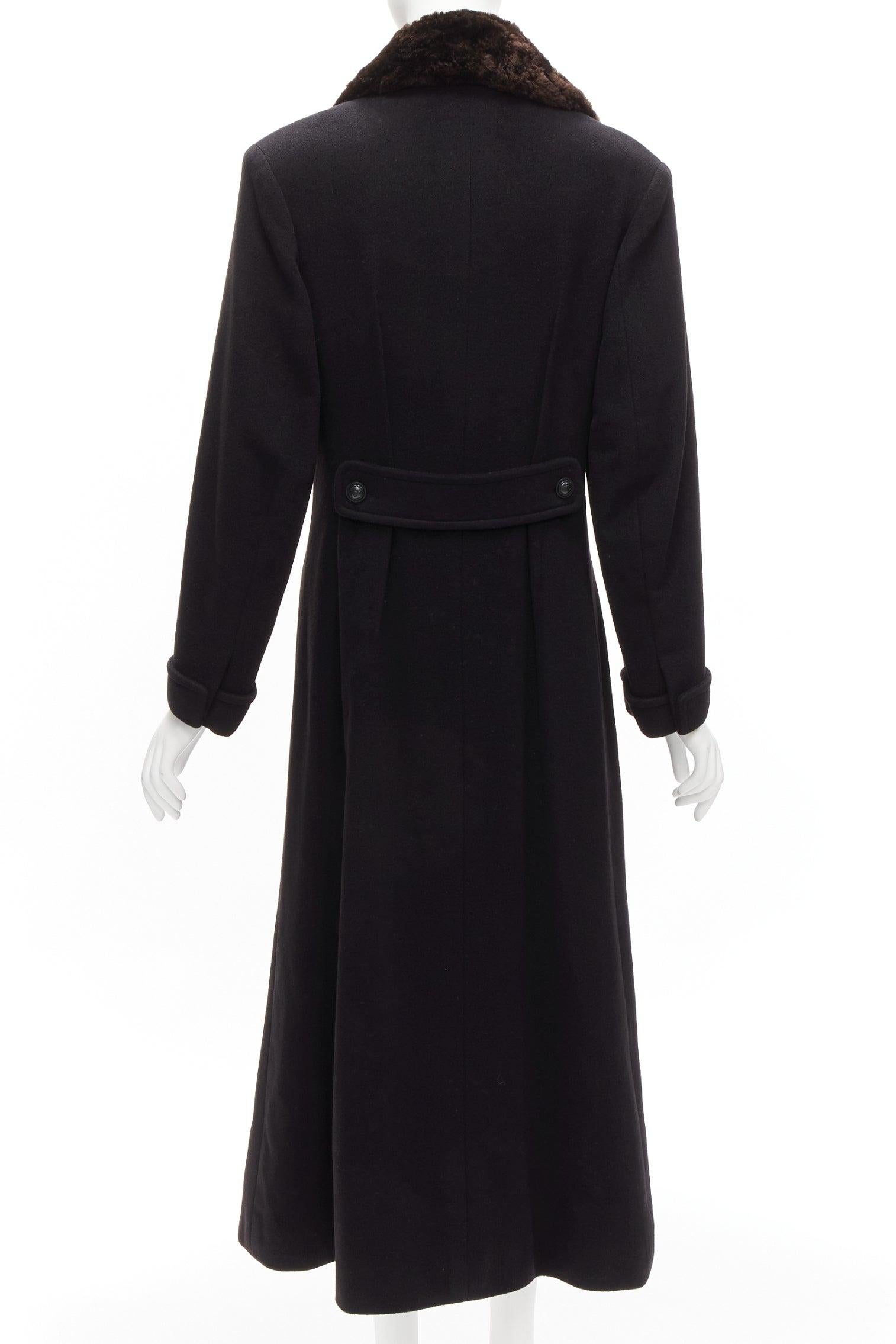 CHANEL Vintage 97A 100% cashmere brown fur collar A-line coat FR38 M 1