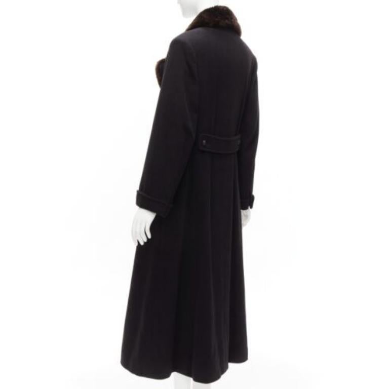 CHANEL Vintage 97A 100% cashmere brown fur collar A-line coat FR38 M For Sale 2