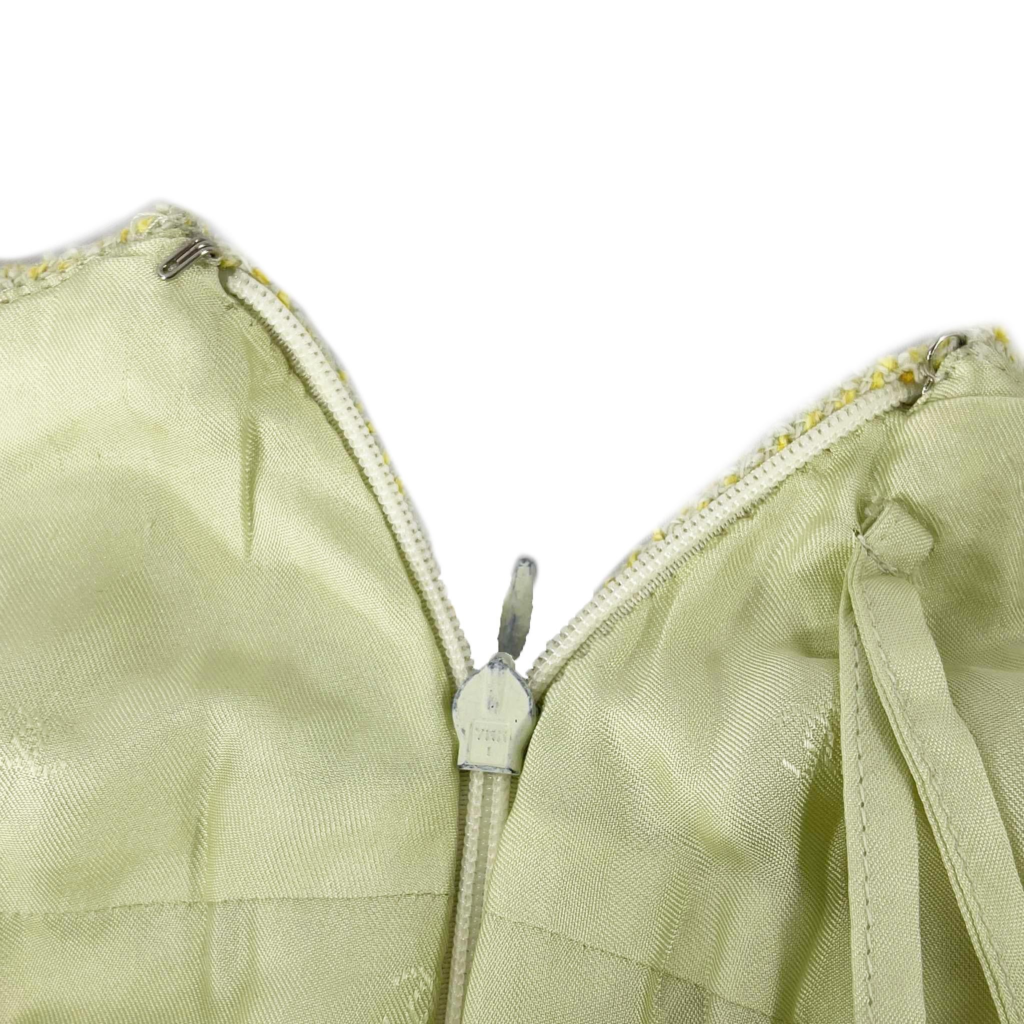 CHANEL Vintage 98P 1998 Blazer Jacket & Skirt Set Pastel Chartreuse US 4 1