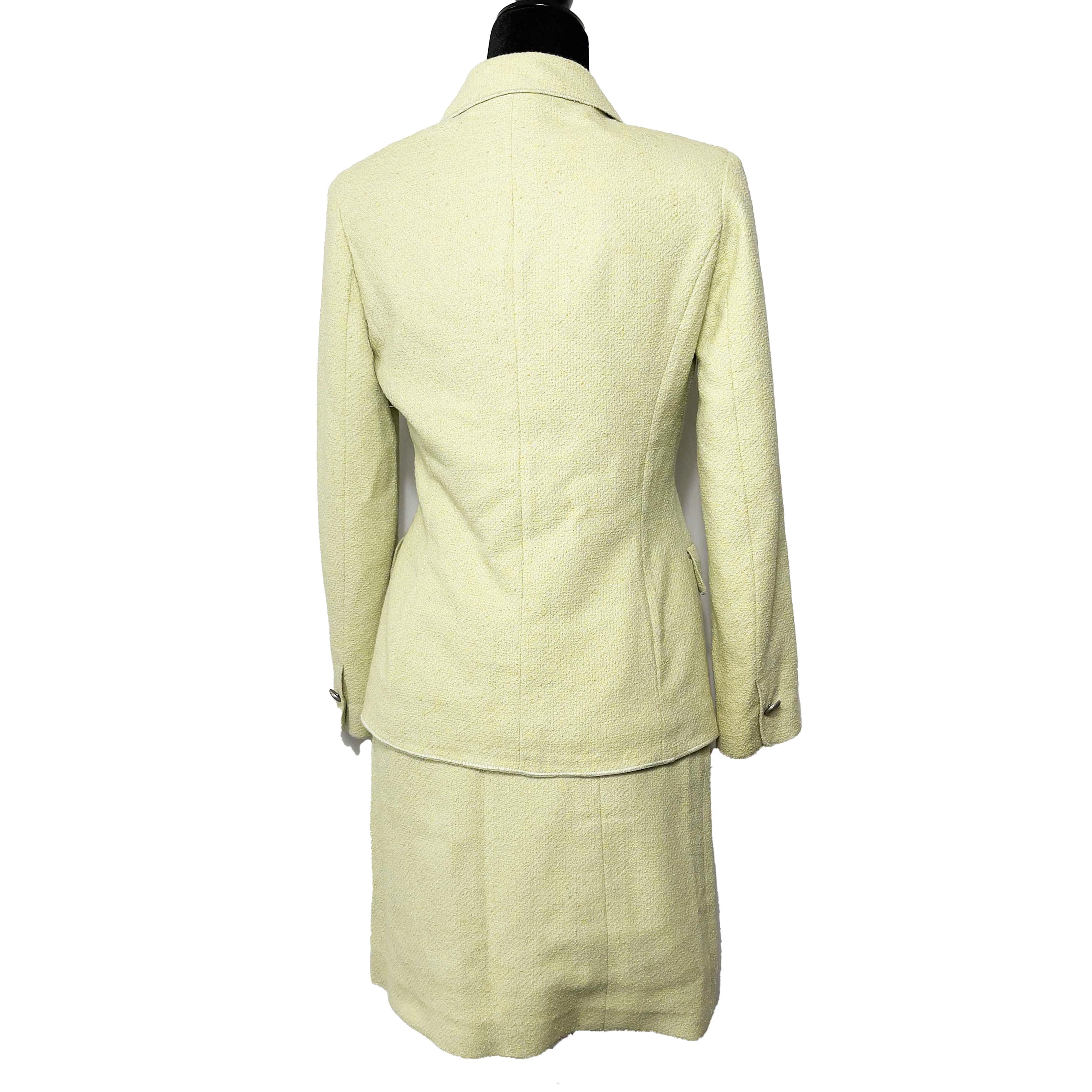 CHANEL Vintage 98P 1998 Blazer Jacket & Skirt Set Pastel Chartreuse US 4 2