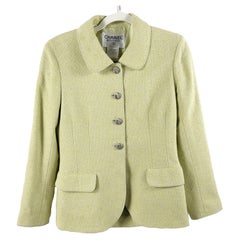 CHANEL Vintage 98P 1998 Blazer Jacke & Rock Set Pastell Chartreuse US 4