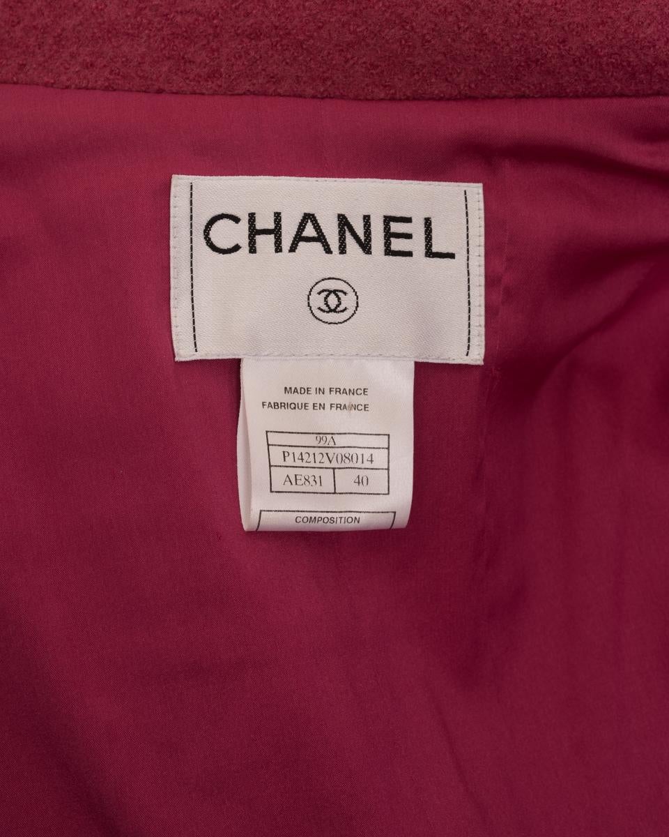 Chanel Vintage 99A Rose Pink Boiled Wool Jacket - 40 For Sale 1