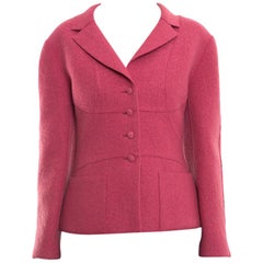 Chanel Vintage 99A Rose Pink Boiled Wool Jacket - 40