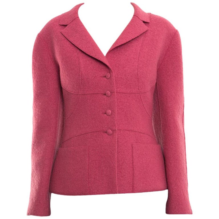 CHANEL 99A wool Vintage Walnut Buttons No color jacket outer P14213 Orange 44