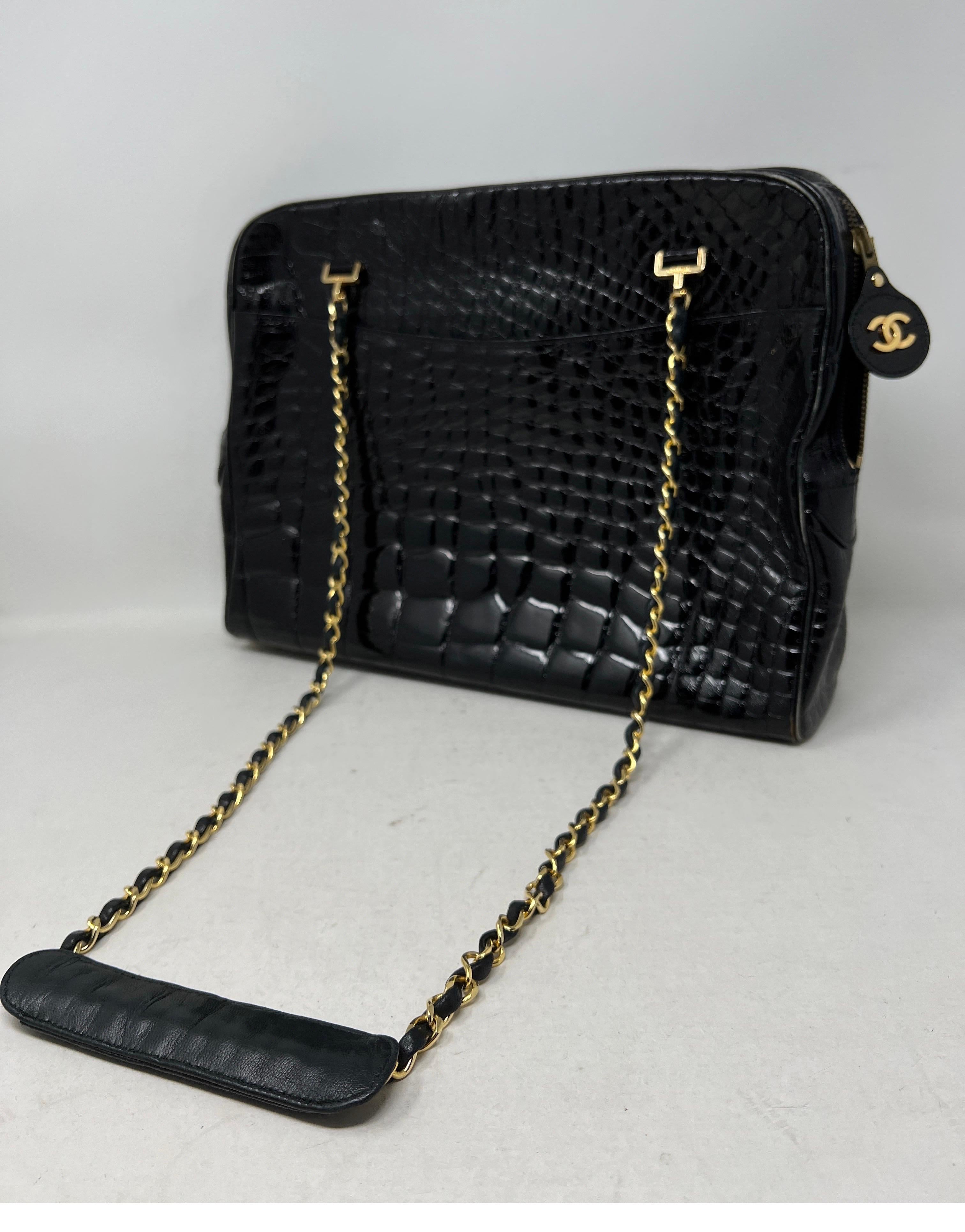 Black Chanel Vintage Alligator Bag