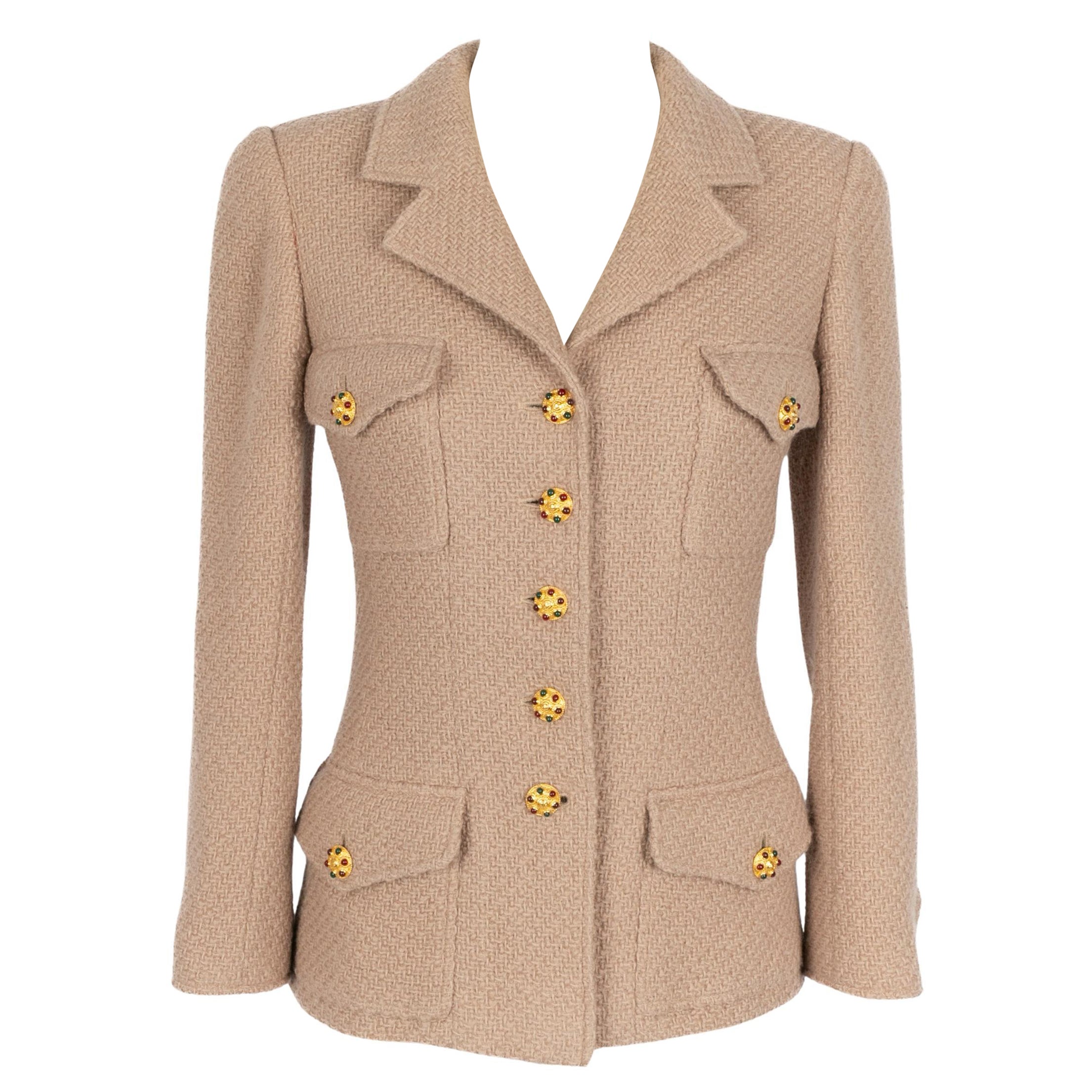 Chanel Vintage Alpaca Wool Jacket 1996 Karl Lagerfeld Gold Buttons