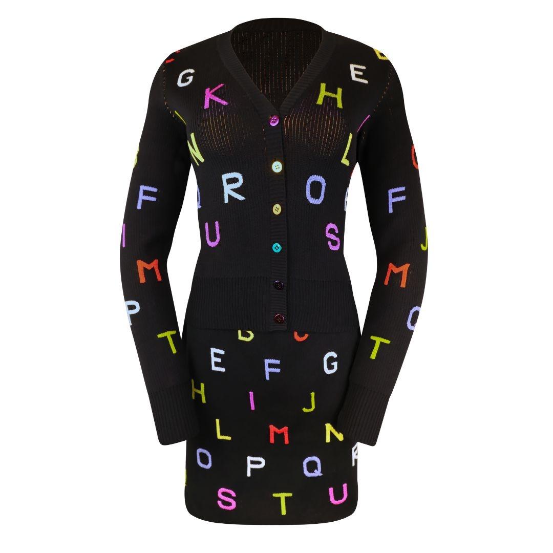 CHANEL Vintage AW 2001 Alphabet Skirt Suit For Sale