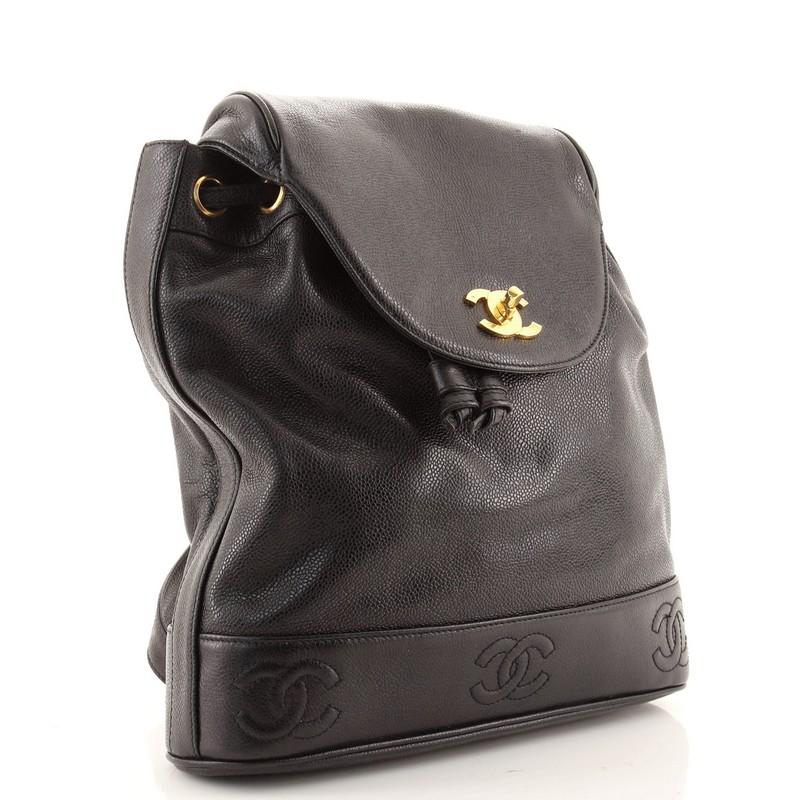 Mochila Chanel Vintage Caviar Mediana Negro