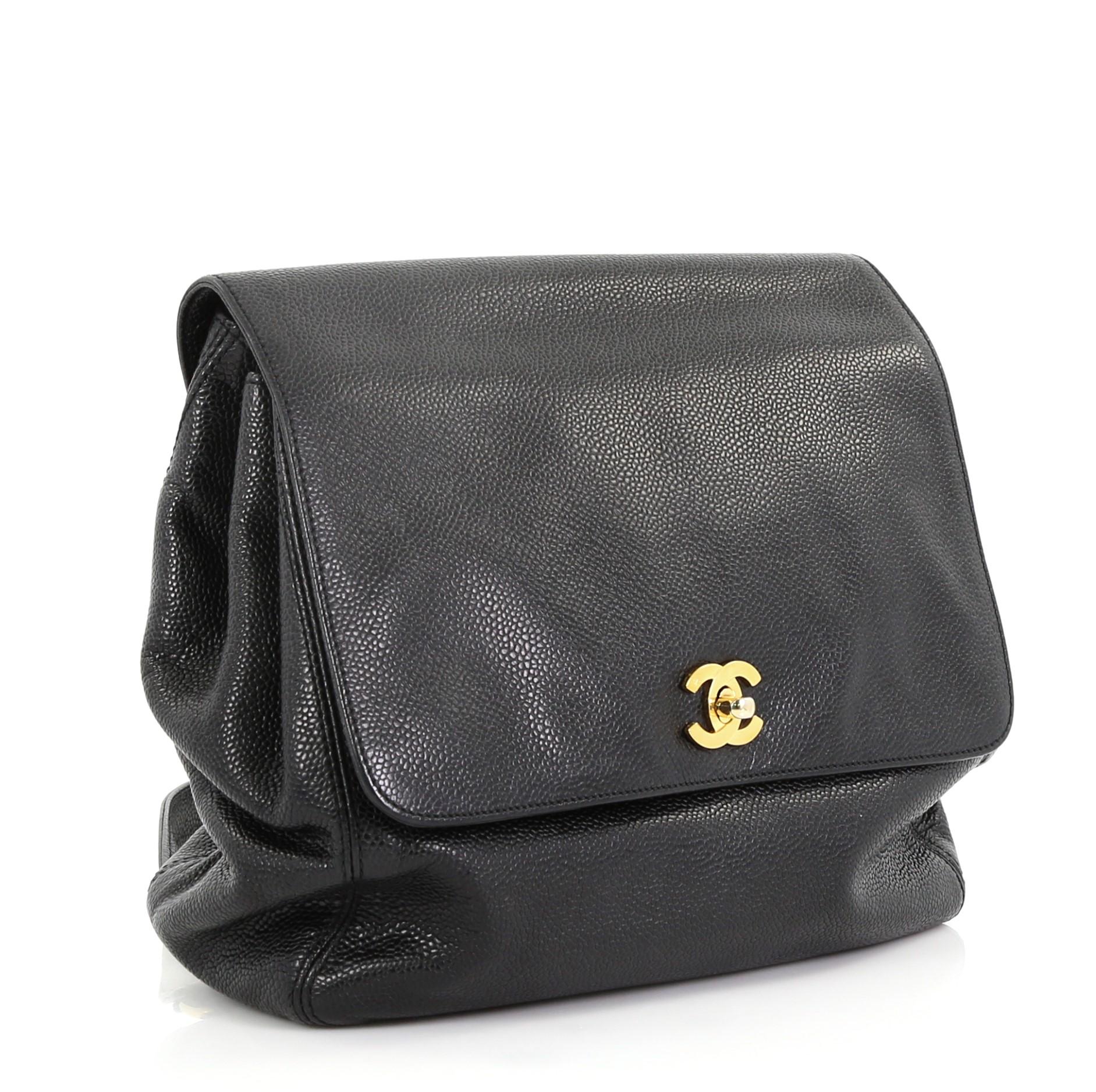 Black Chanel Vintage Backpack Caviar Small