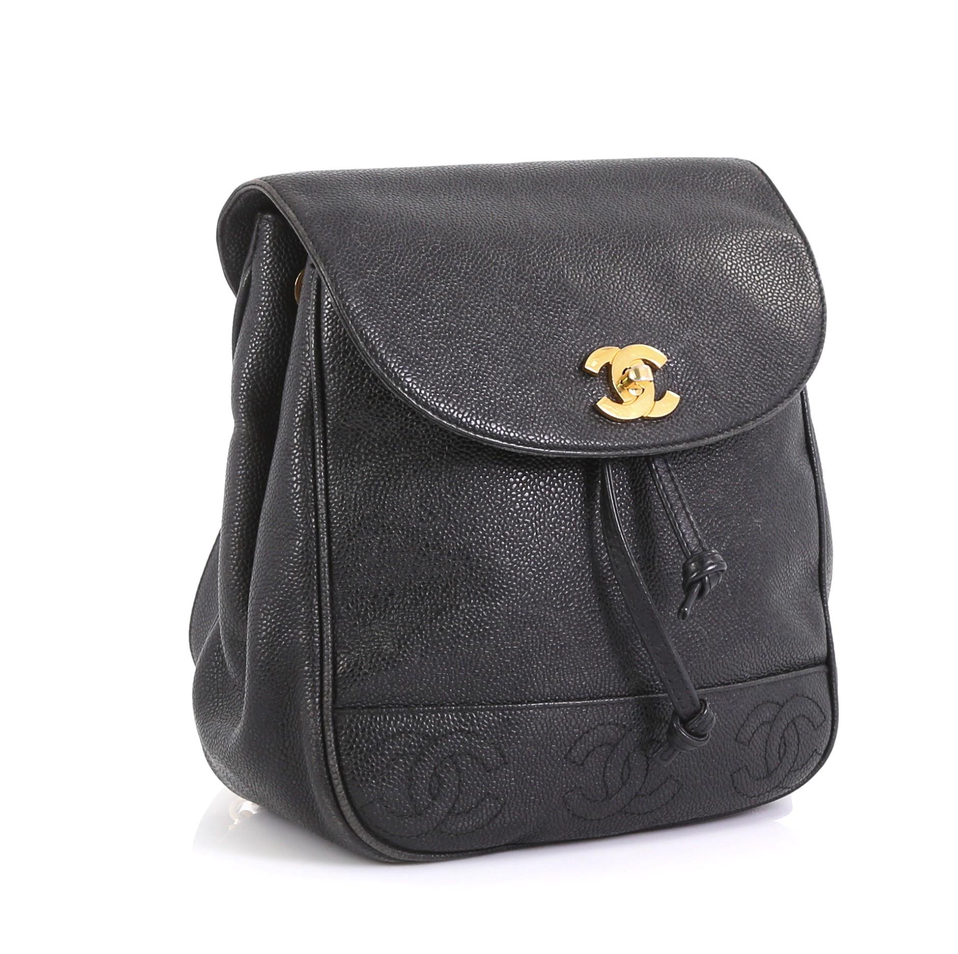Black Chanel Vintage Backpack Caviar Small