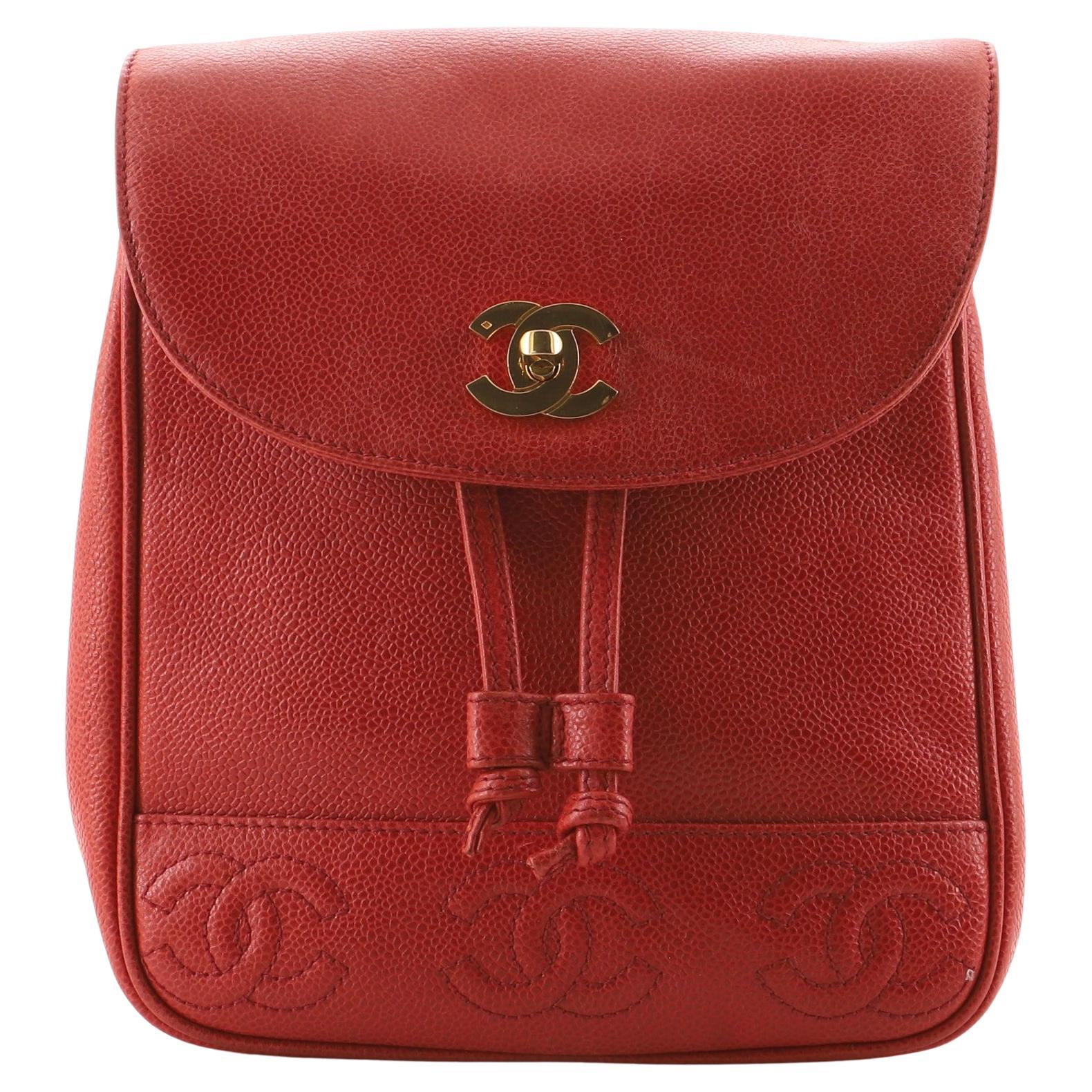 Chanel Backpack Ultra Rare Duma Vintage Red Lambskin Leather Rucksack