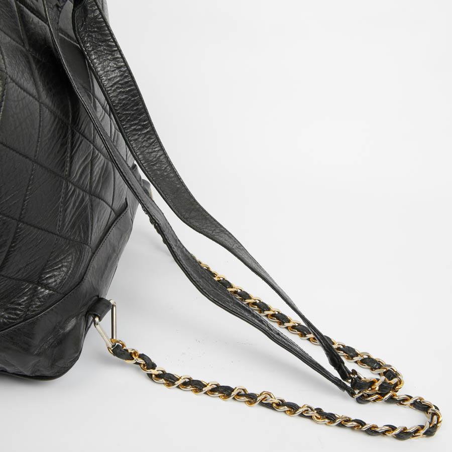 CHANEL Vintage Backpack In Black Leather 5