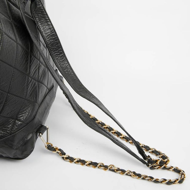 CHANEL Vintage Backpack In Black Leather For Sale at 1stdibs