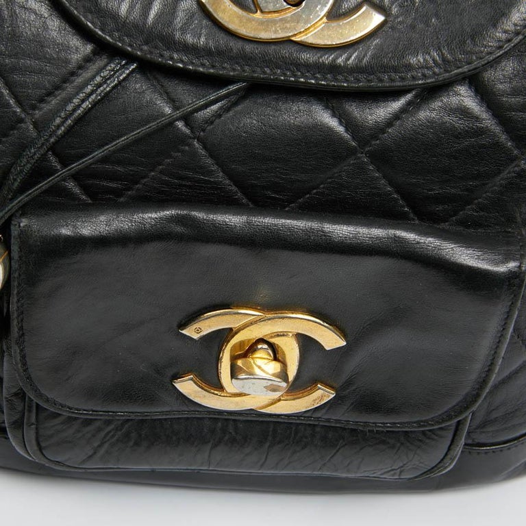 CHANEL Vintage Backpack In Black Leather For Sale at 1stDibs | vintage ...