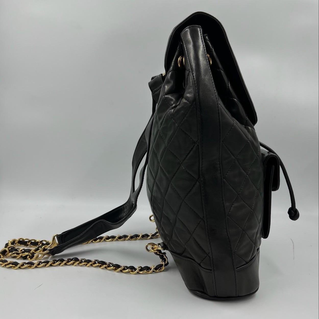 sac chanel noir cuir lisse