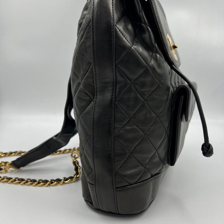 CHANEL Vintage Backpack in Black Smooth Calfskin Leather For Sale at ...