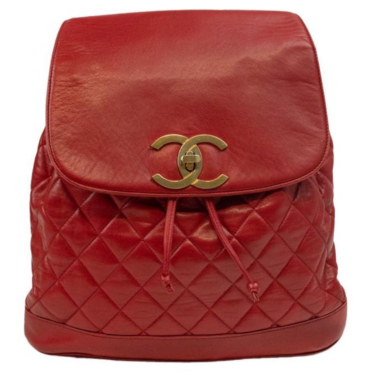 CHANEL, Vintage Backpack in Red Leather at 1stDibs