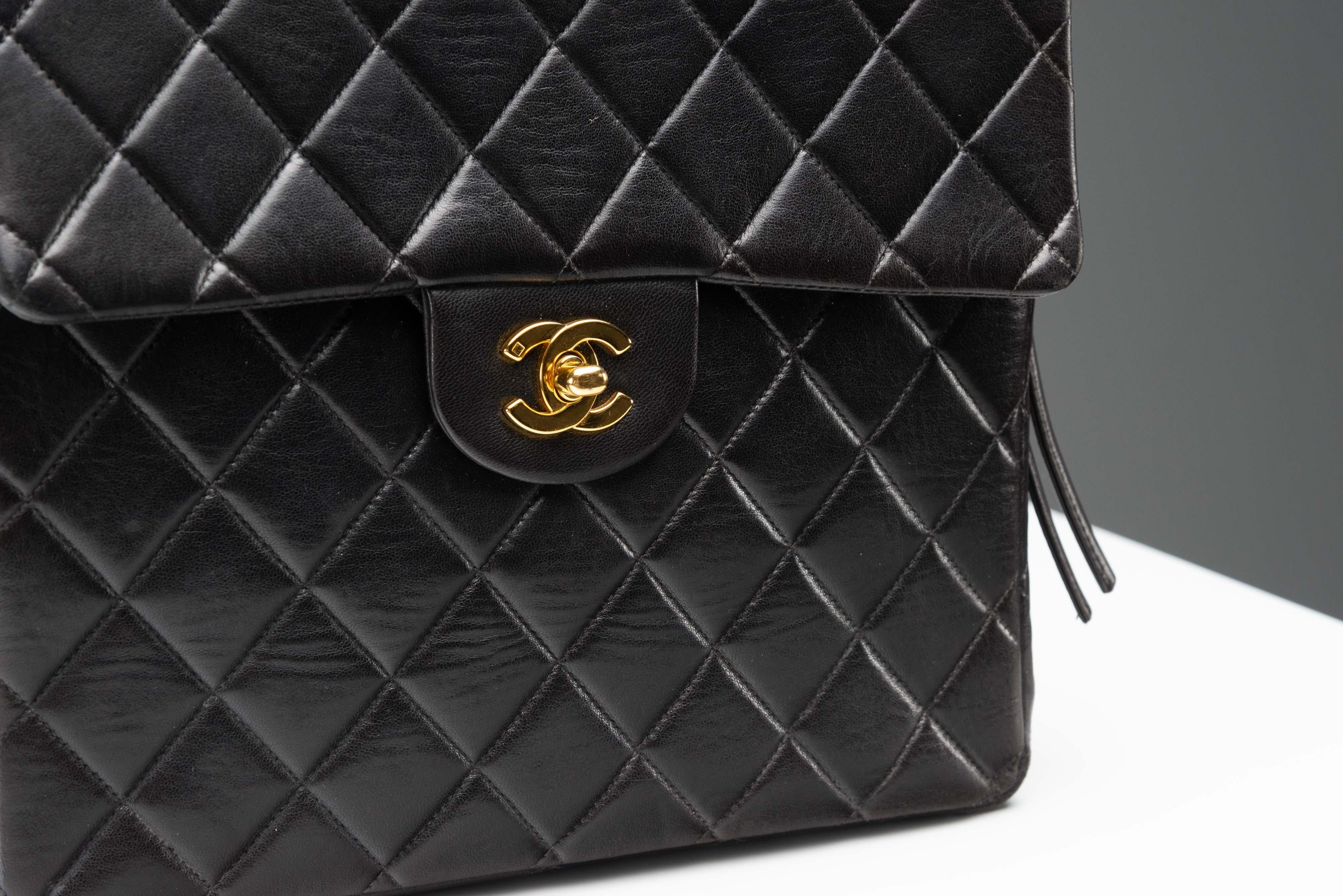 Women's or Men's Chanel Vintage Backpack Lambskin 24k Gold-Plated Hardware RARE