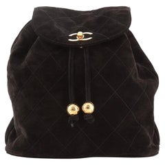 Chanel Vintage Backpack Quilted Suede Medium
