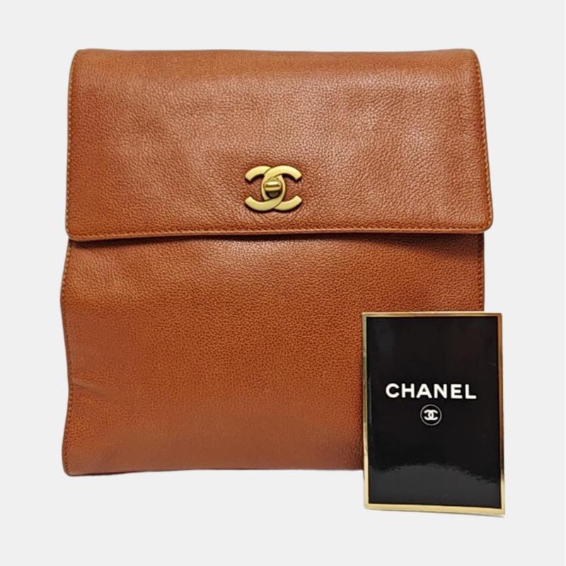 Chanel Vintage Backpack Tan Brown Caviar Leather Gold Hardware 1997-99 en vente 3