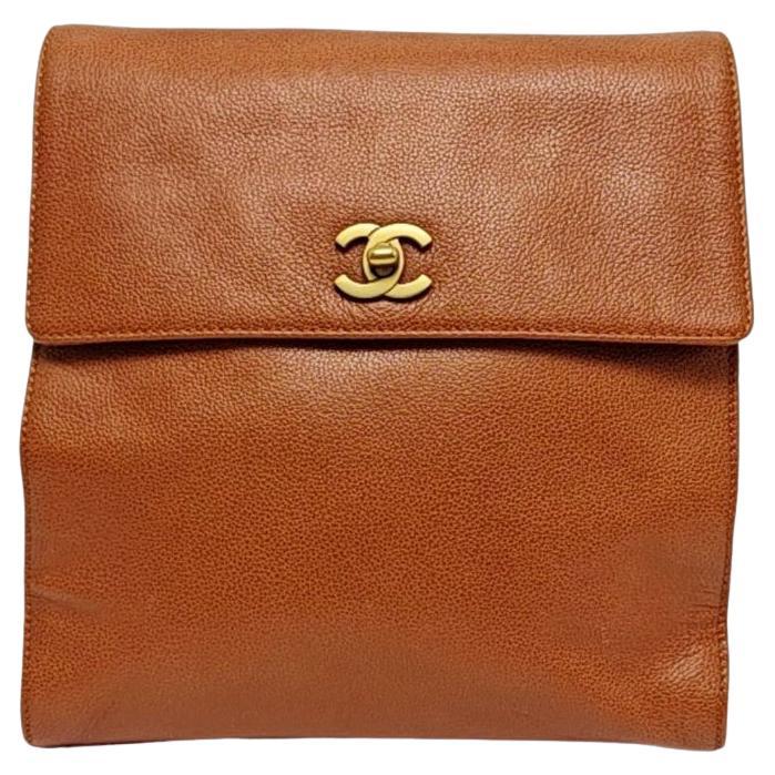 Chanel Vintage Backpack Tan Brown Caviar Leather Gold Hardware 1997-99