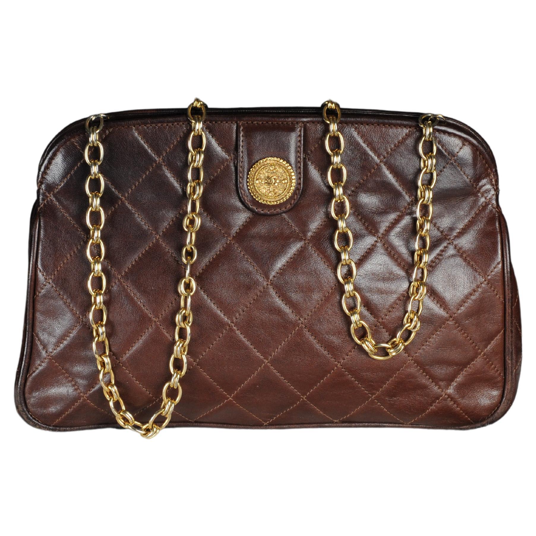Chanel Vintage Tasche Sac Medaillion Kette Gold  im Angebot