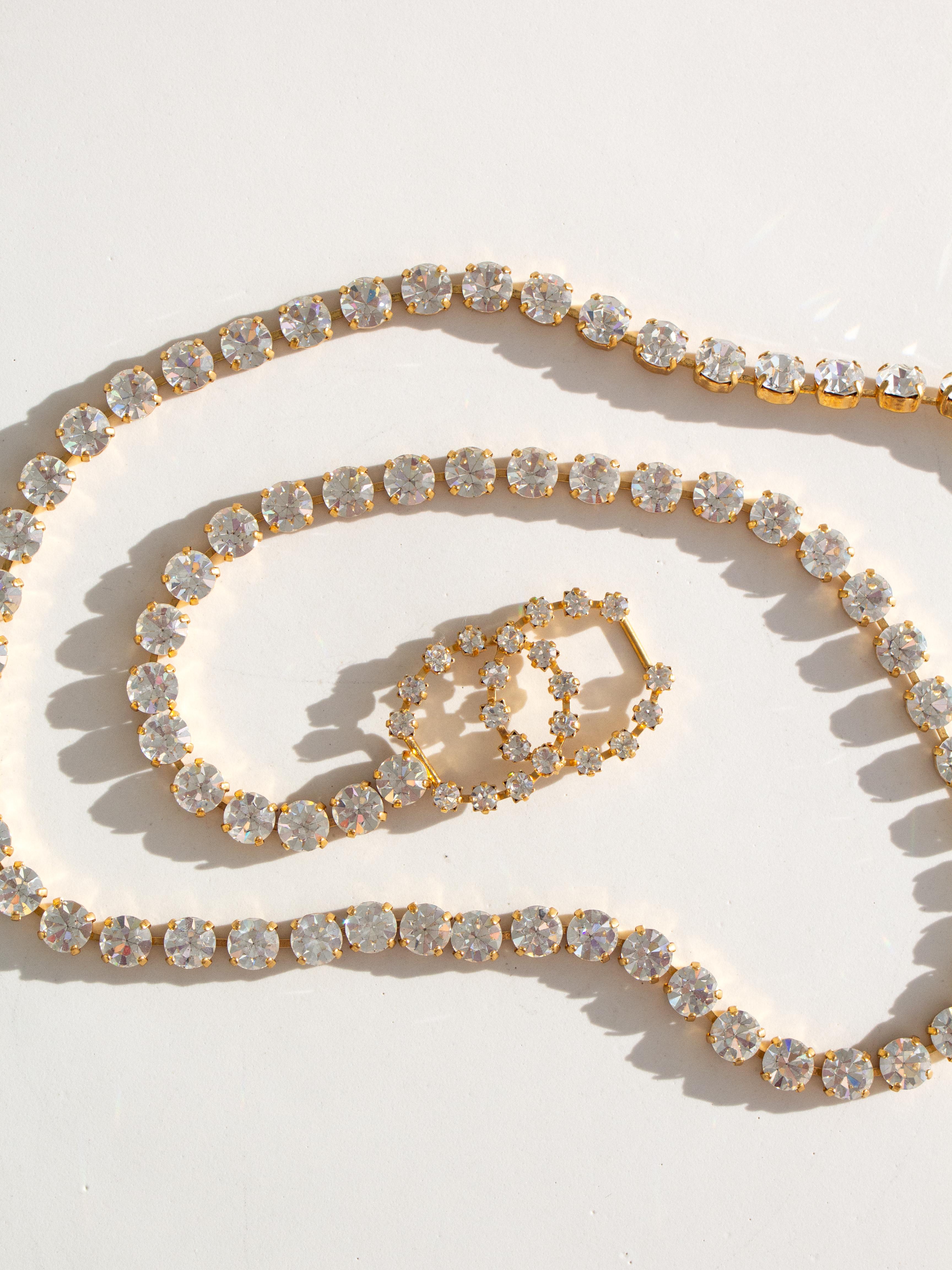 Chanel Vintage Barbie 1995 Crystal Rhinestone Embellished Chain Waist Gold Belt 8