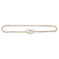 Chanel Vintage Barbie 1995 Crystal Rhinestone Embellished Chain Waist Gold Belt