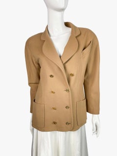 Chanel Vintage Beige Button Boutique Blazer, 1980s