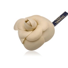 Chanel Vintage Beige Fabric Camelia Flower Camellia Brooch Pin