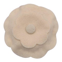 Chanel Vintage Beige Felt Flower Camelia Camellia Brooch Pin