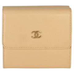 Chanel Vintage Beige Goatskin CC Compact Wallet