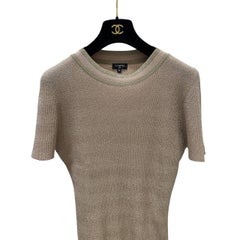 Chanel Vintage Beige Knit Top Sz 42