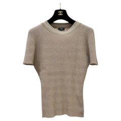 Chanel Vintage Beige Knit Top Sz 42