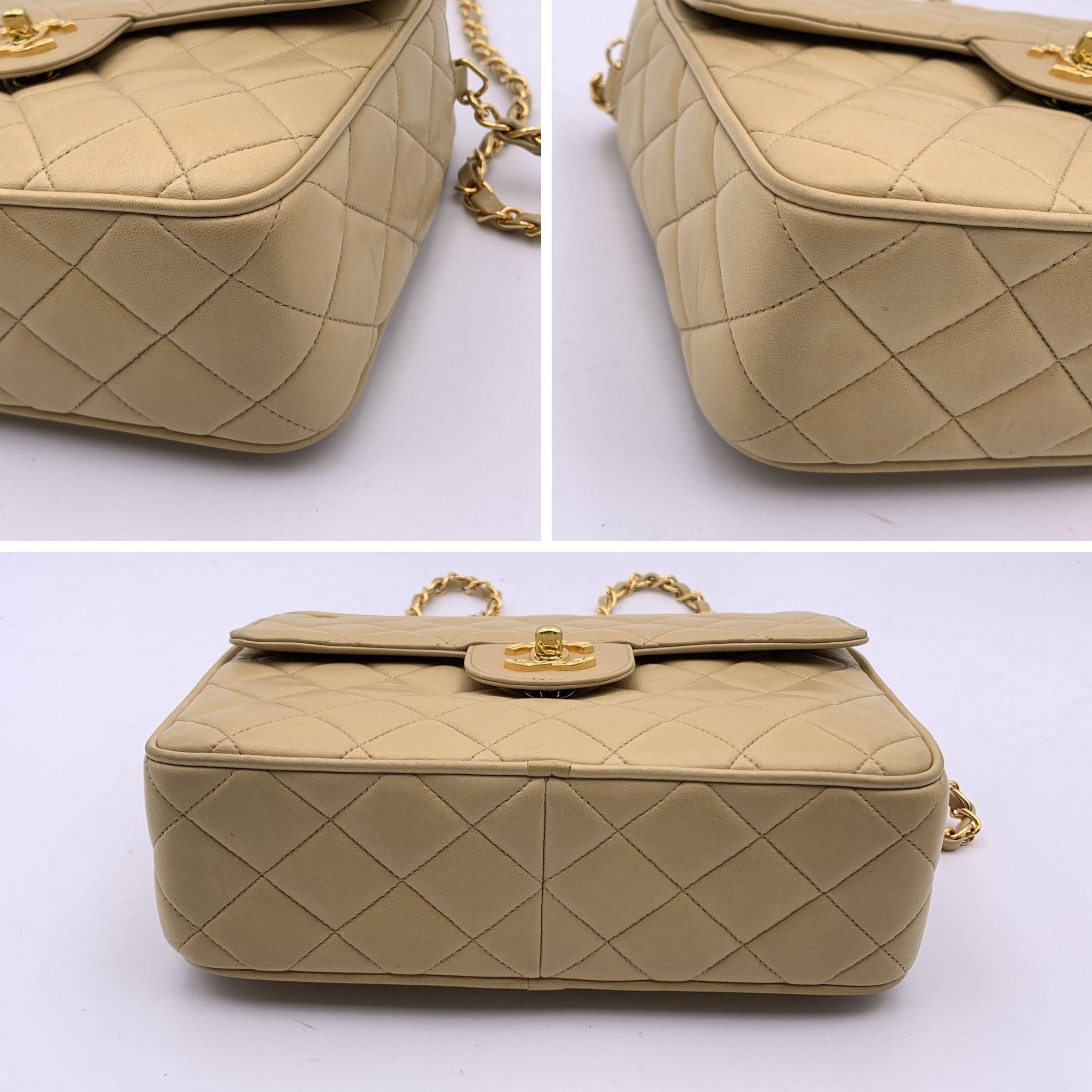 Chanel Vintage Beige Lambskin Quilted Front Pocket Camera Bag 1