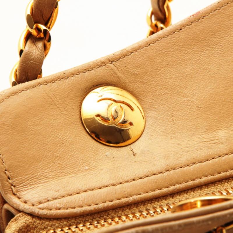 Chanel Vintage Beige Lambskin Quilted Shoulder Bag 6