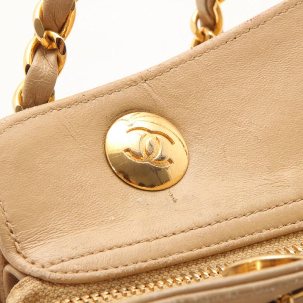 Chanel Vintage Beige Lambskin Quilted Shoulder Bag 5
