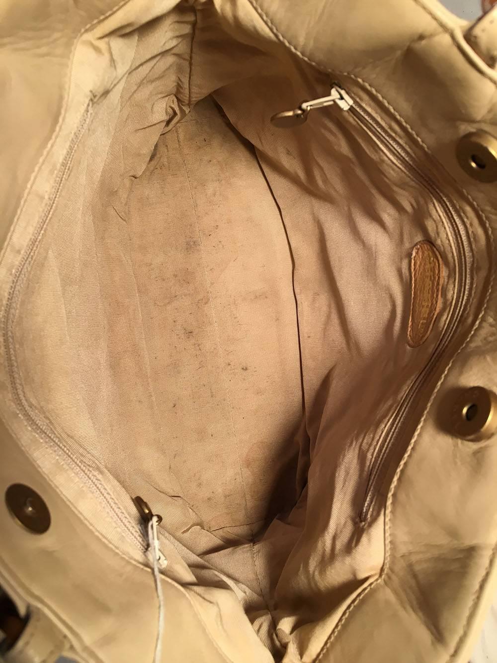 Chanel Vintage Beige Leather Tortoiseshell Chain Strap Shoulder Bag Tote 2