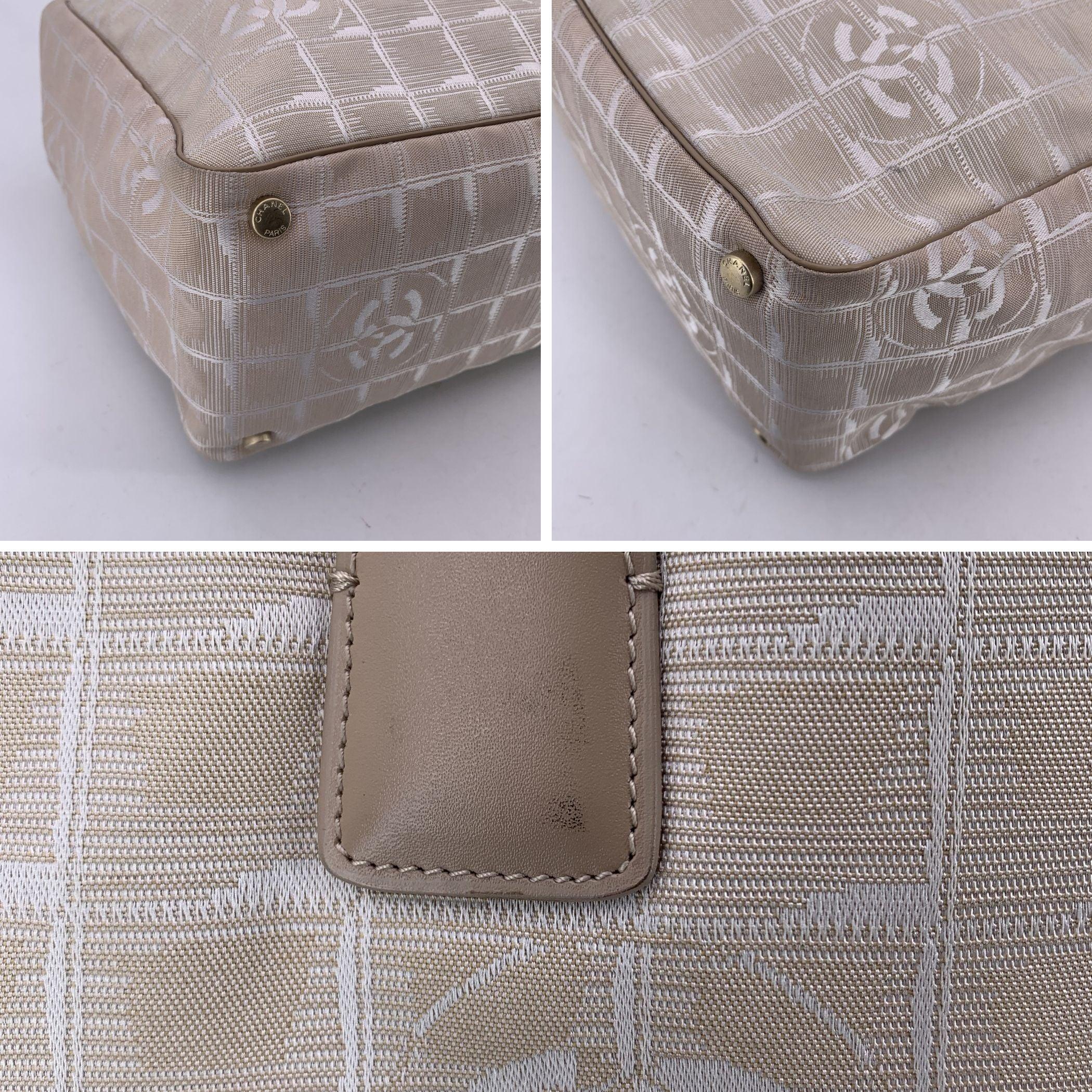 Women's Chanel Vintage Beige Nylon New Travel Line Tote Shoulder Bag