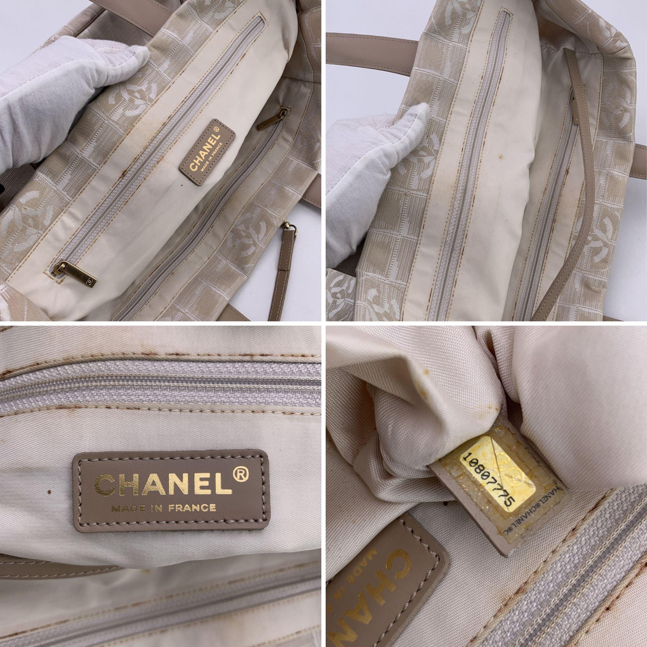 Chanel Vintage Beige Nylon New Travel Line Tote Shoulder Bag 2