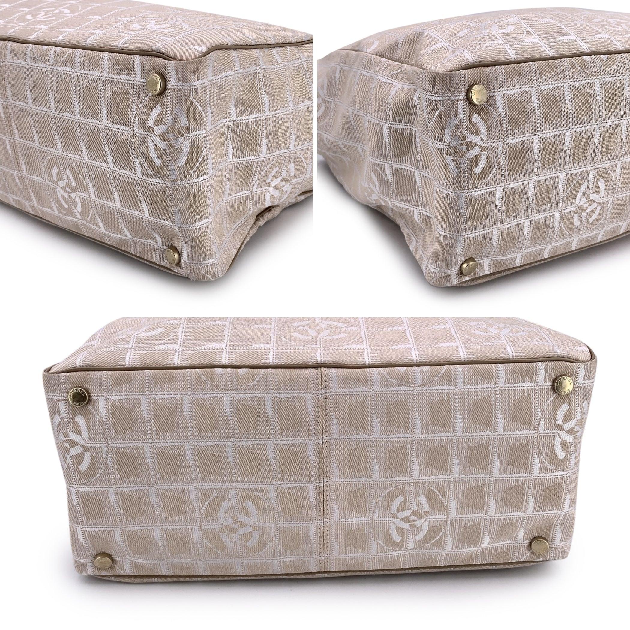 Chanel Vintage Beige Nylon New Travel Line Tote Shoulder Bag For Sale 3