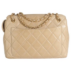 Chanel Vintage Beige Quilted Lambskin Camera Bag