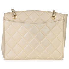 Chanel Vintage Beige Quilted Lambskin CC Shoulder Tote